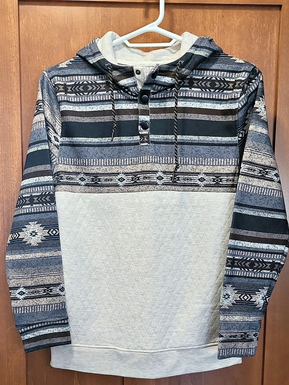 Departwest Southwestern Quarter Zip Hooded Sweatshirt Men's Medium